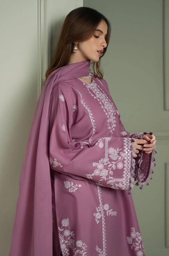EL-CS900 Unstitched Heavy Embroidered Dhanak Suit With Embroidered Dhanak Shawl - ELAFF