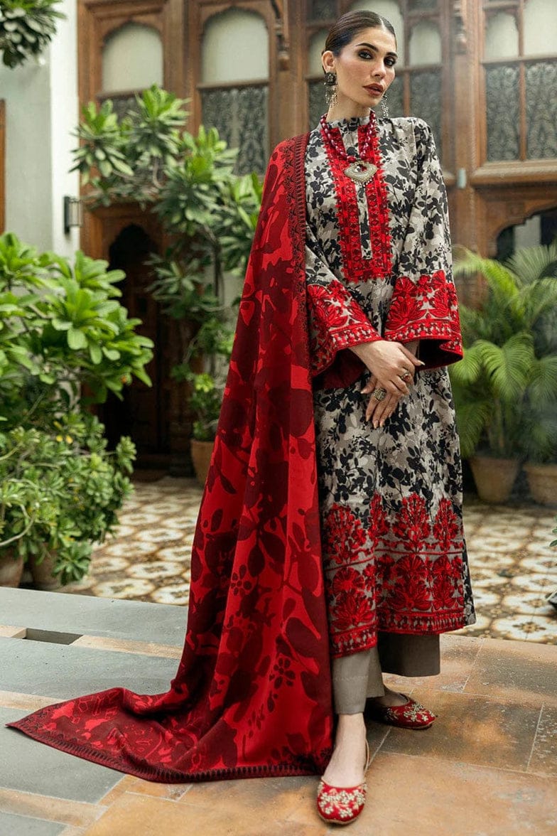 EL-MB437 Digital Printed Linen Suit 3pc with Linen Digital Printed Dupatta & Embroidered Patches - ELAFF