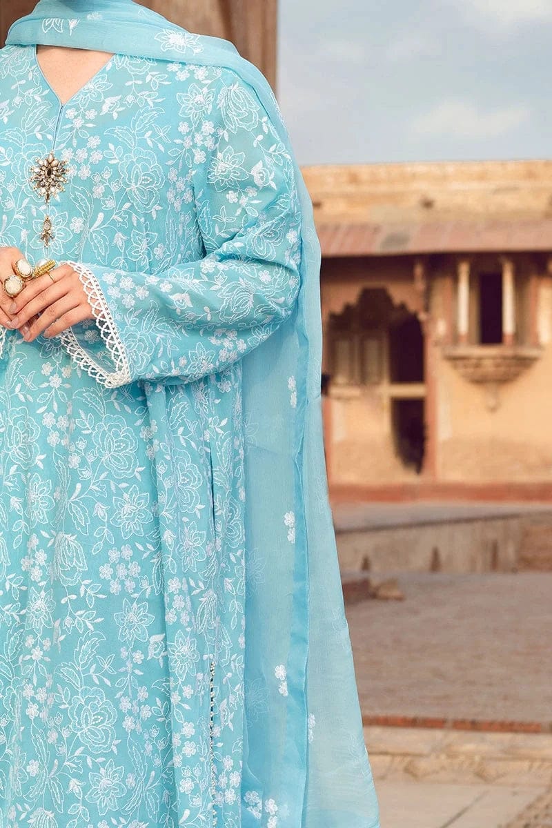 EL-BR08 Lawn 3Pc Embroidered Suit with Bamber Chiffon Embroidered Dupatta - ELAFF
