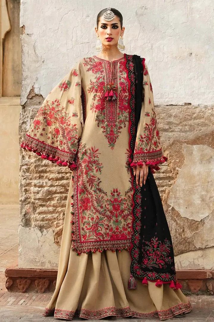 EL-690 Unstitched Heavy Embroidered Dhanak Suit Embroidered Dhanak Shawl - ELAFF