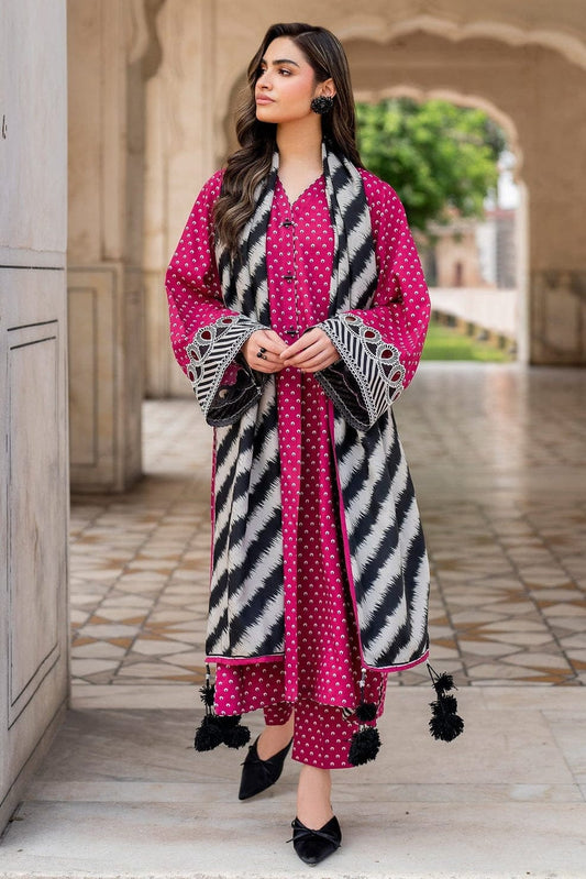 EL-BQ411 Digital Printed Unstitched 3pc Lawn Suit With Digital Printed Lawn Dupatta - ELAFF