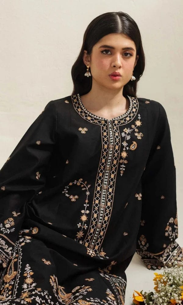 EL-CO2650 Lawn Unstitched 3pc Embroidered Suit With Digital Printed Poly Lawn Dupatta - ELAFF