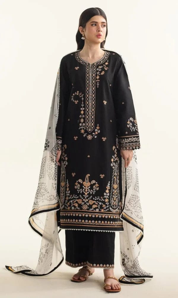 EL-CO2650 Lawn Unstitched 3pc Embroidered Suit With Digital Printed Poly Lawn Dupatta - ELAFF