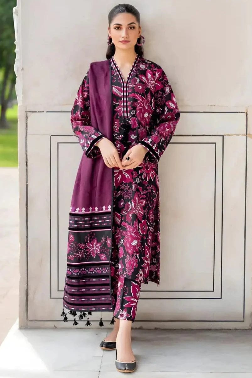 EL-BK187 Khaddar 3pc Digital Printed Suit With Digital Printed Khaddar Dupatta - ELAFF