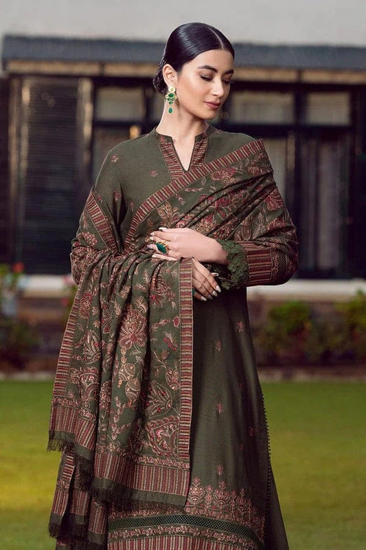 EL-925(L) Dhanak Embroidered Suit with Dhanak Embroidered Shawl - ELAFF