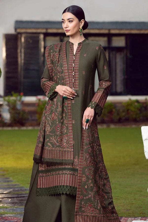 EL-925(L) Dhanak Embroidered Suit with Dhanak Embroidered Shawl - ELAFF