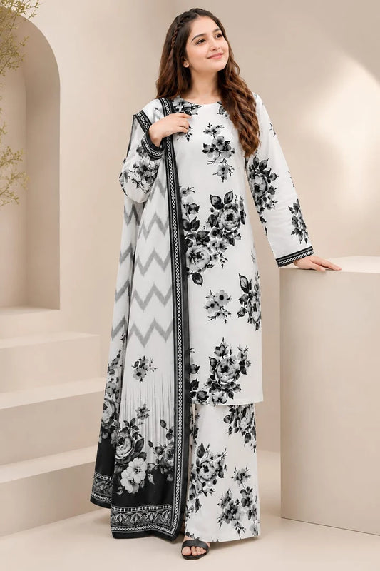 EL-D340 Digital Printed Lawn Suit 3pc With Lawn Digital Printed Dupatta