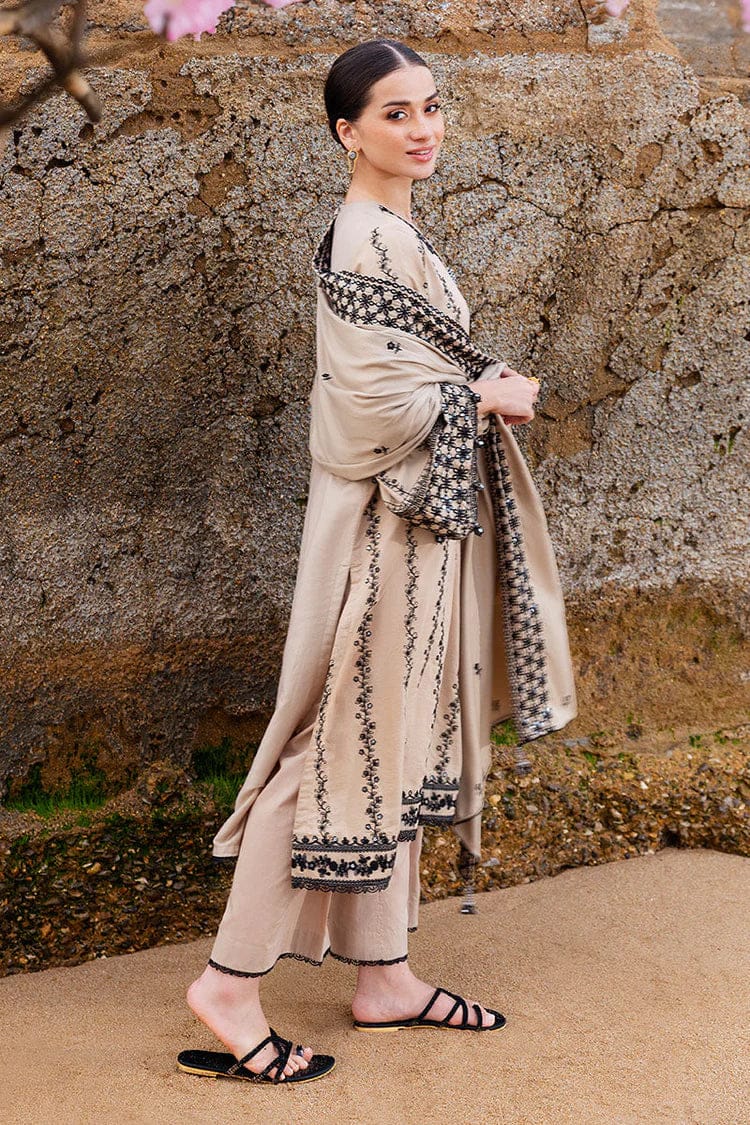EL-AJ950 Unstitched Fully Embroidered Dhanak Suit With Embroidered Dhanak Shawl - ELAFF