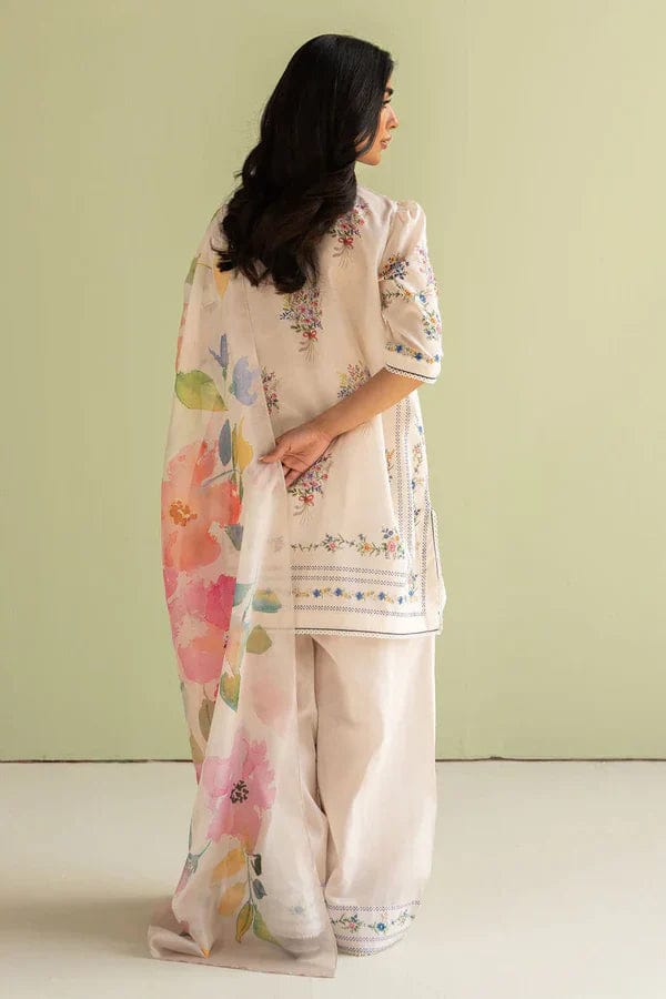 EL-BQ423 Unstitched Digital Printed Lawn Suit 3pc With Digital Printed Silk Dupatta - ELAFF