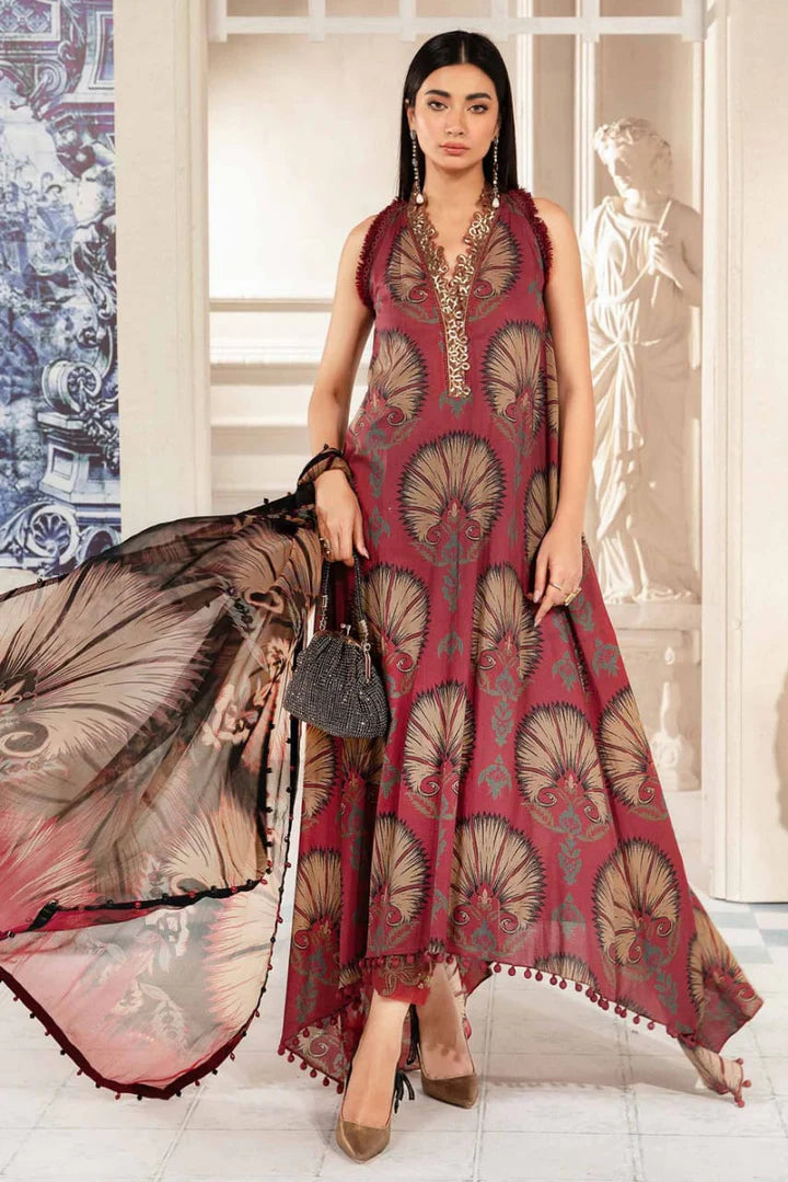 EL-MB444 Digital Printed Unstitched Lawn Suit 3pc With Lawn Digital Printed Dupatta - ELAFF