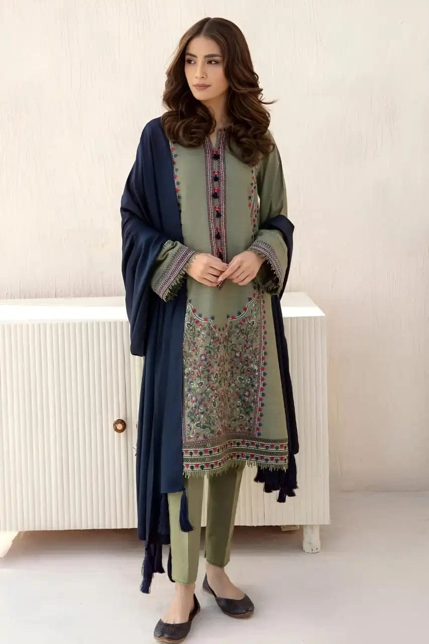 EL-JZ710 Unstitched Fully Embroided Dhanak Suit With Dhanak Dupatta - ELAFF