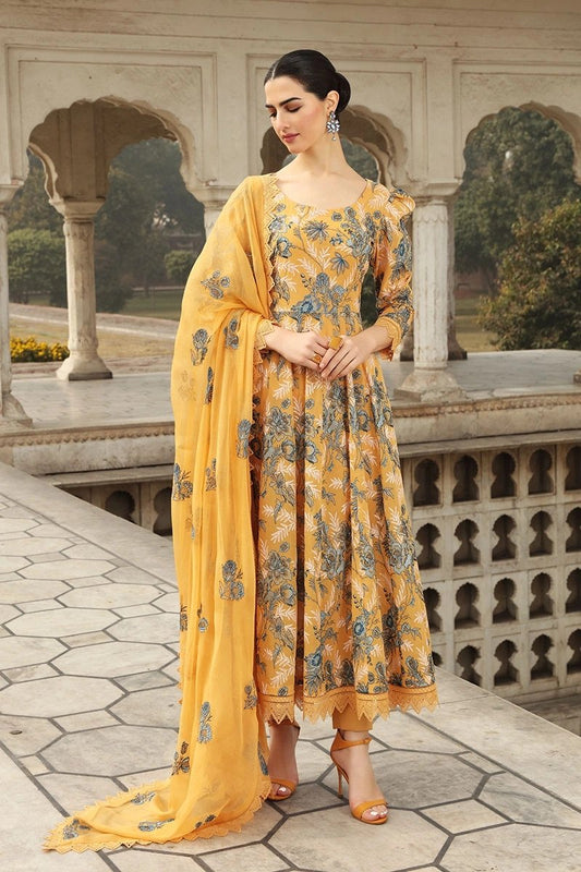 EL-D355 Unstitched Embroidered Dhanak Suit With Embroidered Dhanak Shawl - ELAFF
