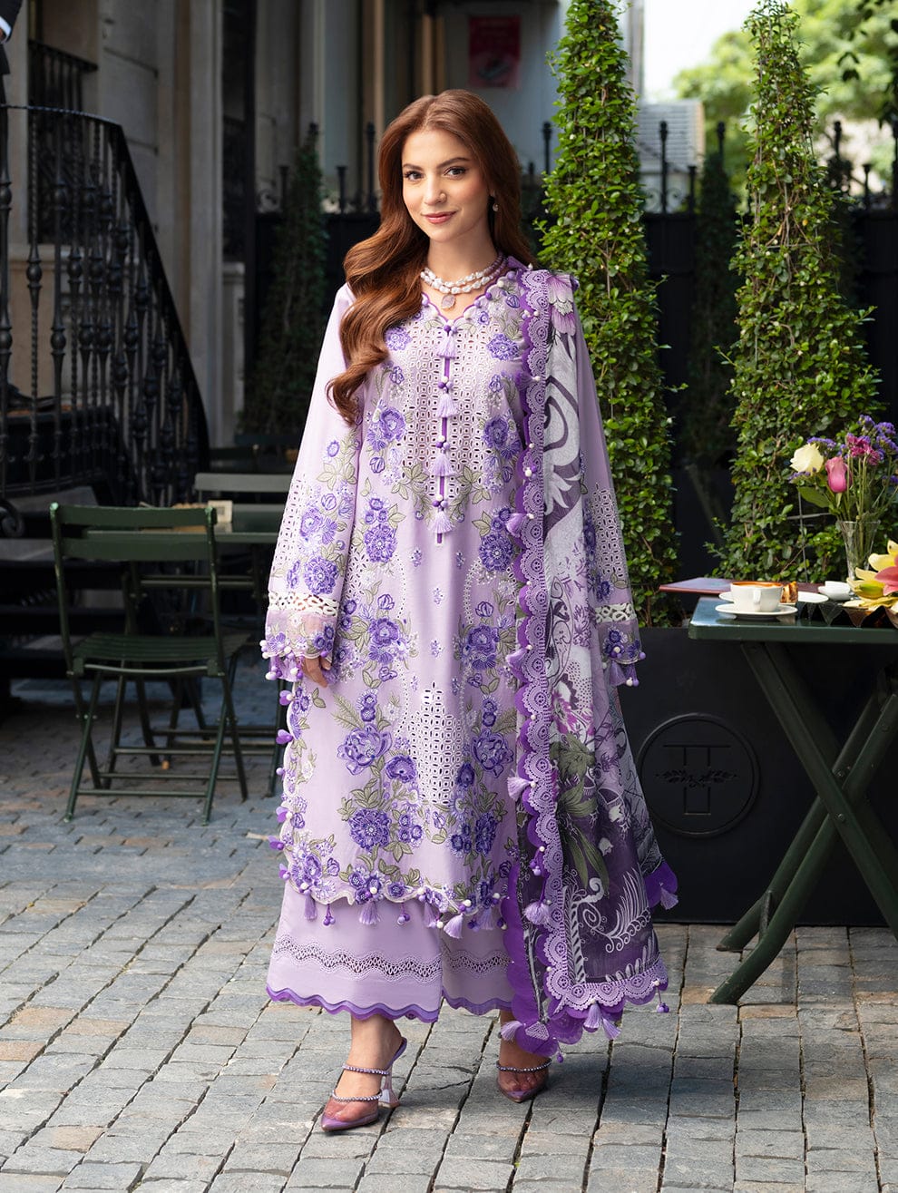 EL-JD35 Lawn Unstitched 3pc Fully Embroidered Vhikankari Suit With Monar Printed Dupatta