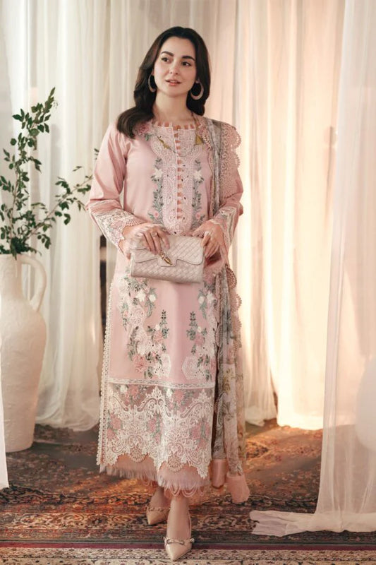 EL-QL2765 Lawn Unstitched Fully Embroidered 3pc Suit With Monar Four Side Embroided Digital Printed Dupatta