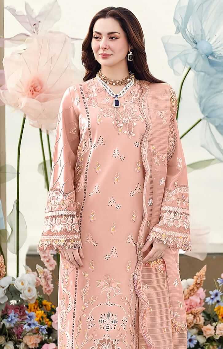 EL-QL2770 Lawn Unstitched Fully Embroidered 3pc Suit With Cotton Net Fully Embroided Dupatta