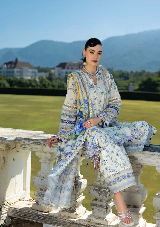 EL-MB485 Unstitched Digital Printed Lawn Suit 3pc With Digital Printed Lawn Dupatta