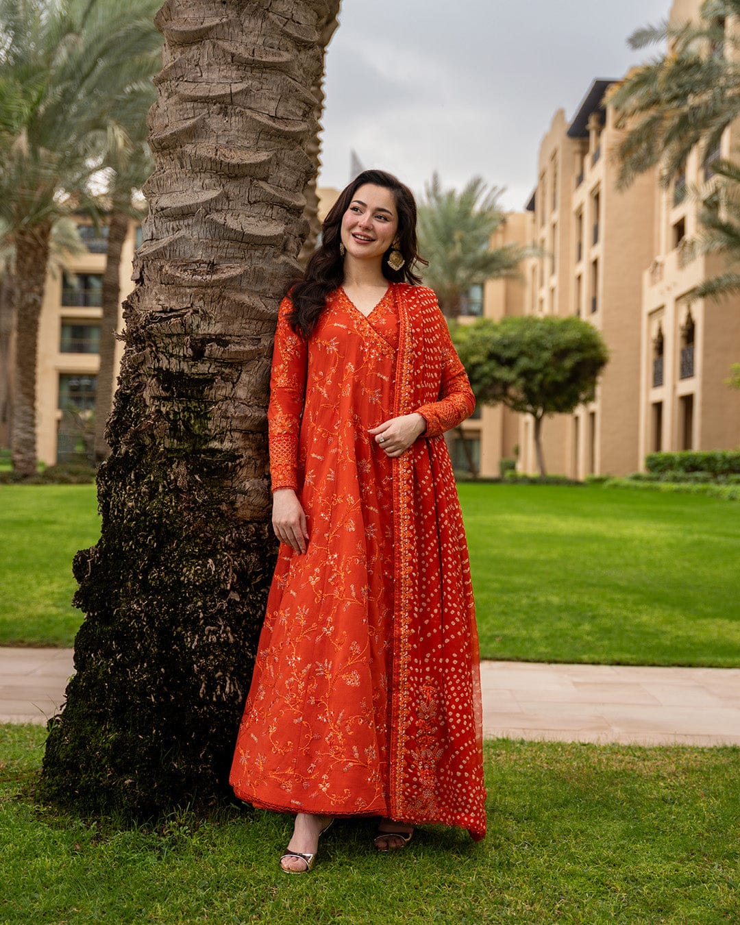 EL-FS1005 Lawn Unstitched Frock Fully Embroidered 3pc Suit With Cotton Lawn Printed & Embroided Dupatta