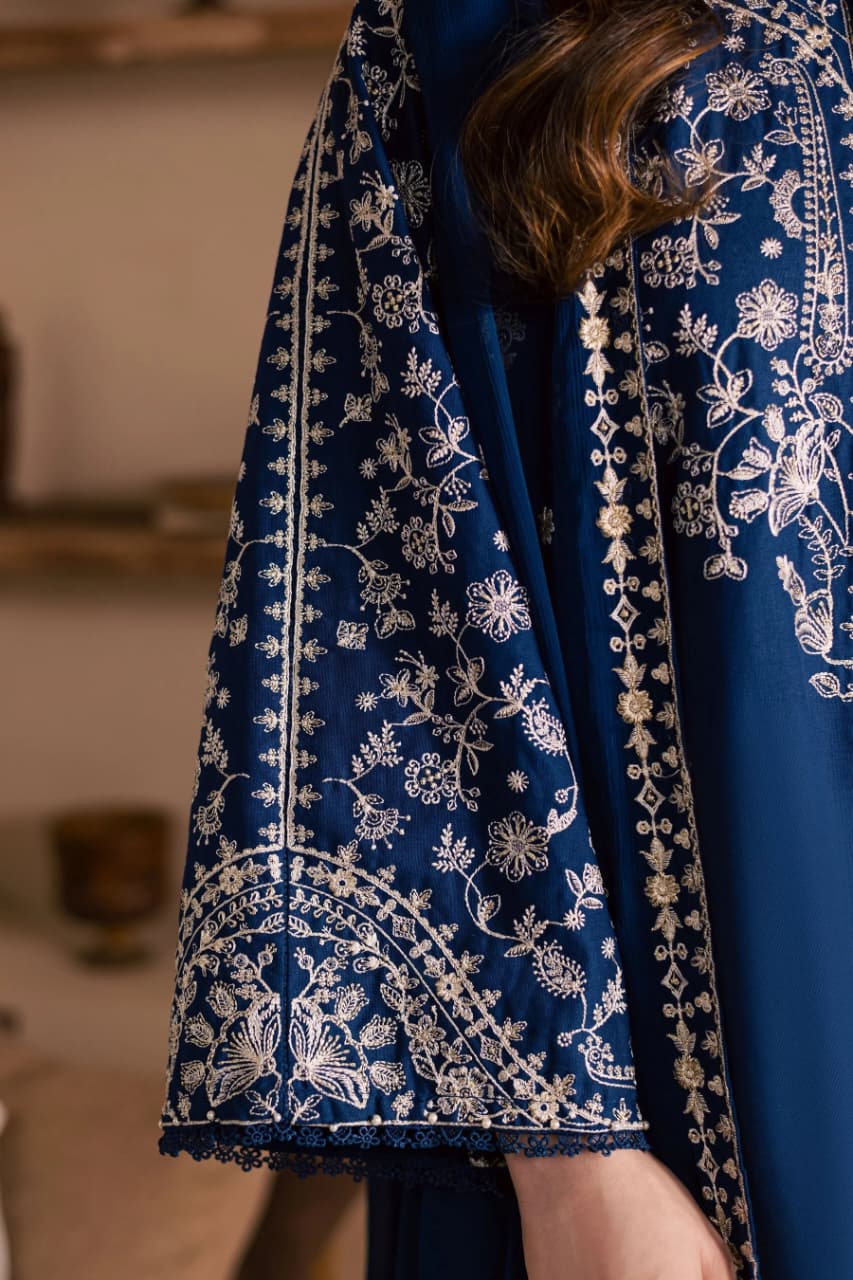 EL-BT2835 Unstitched Fully Embroidered Lawn Suit With Embroidered Bamber Chiffon Dupatta
