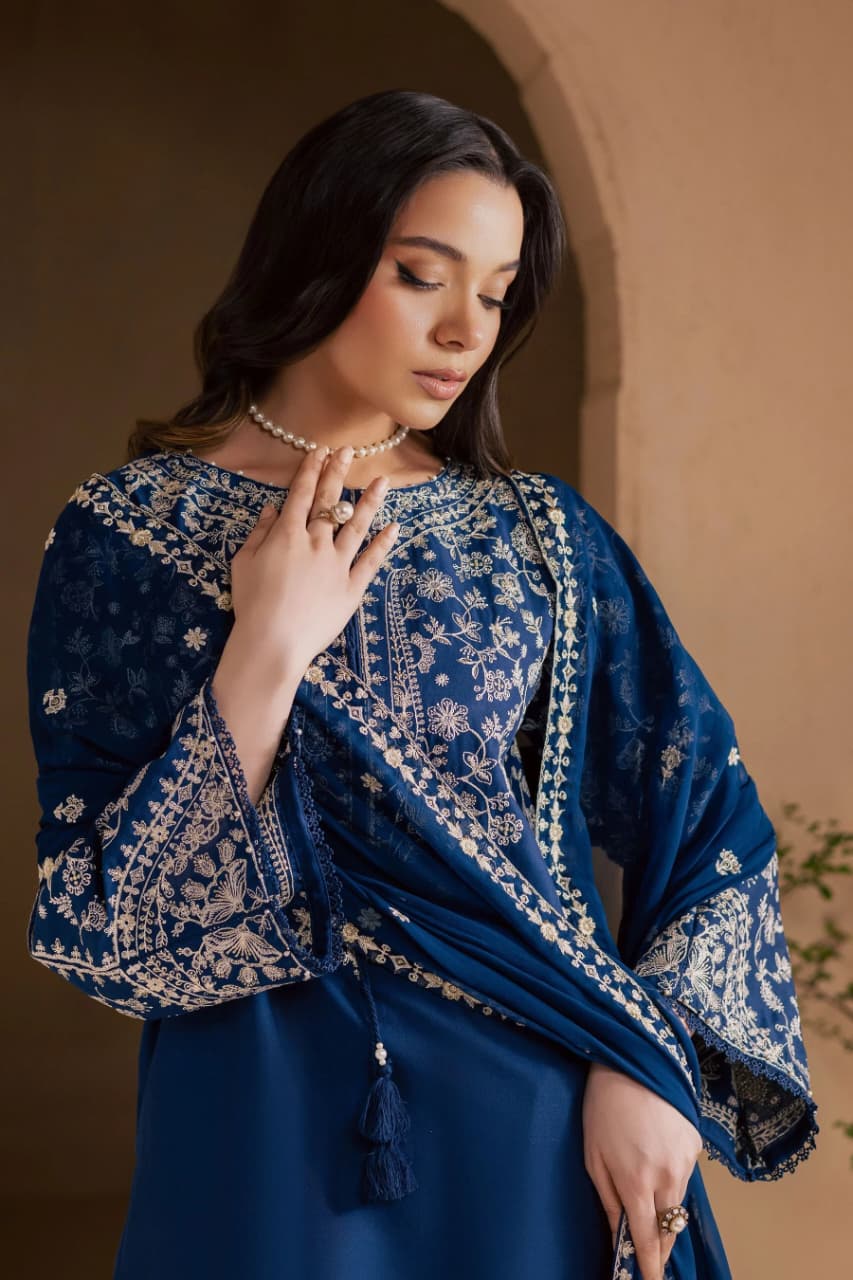 EL-BT2835 Unstitched Fully Embroidered Lawn Suit With Embroidered Bamber Chiffon Dupatta