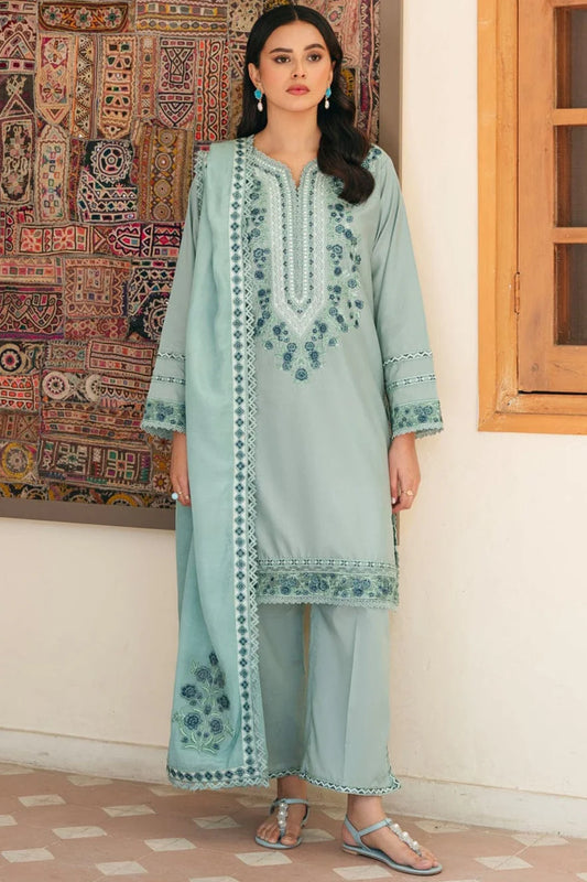 EL-MB2845 Unstitched Fully Embroidered Lawn Suit With Fully Embroidered Lawn Dupatta