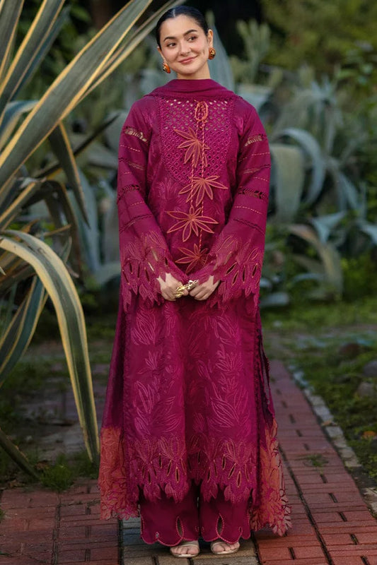 EL-RR2810 Lawn Unstitched Embroidered 3pc Suit With Lawn Fully Embroidered Dupatta