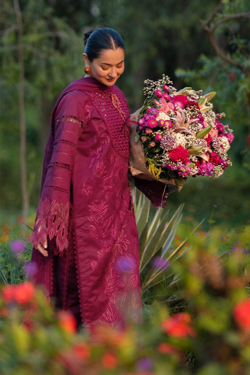 EL-RR2810 Lawn Unstitched Embroidered 3pc Suit With Lawn Fully Embroidered Dupatta
