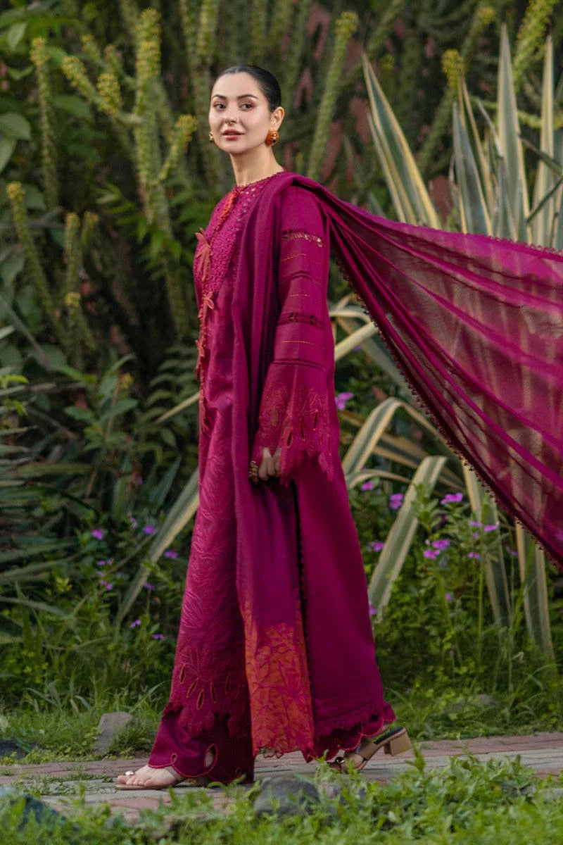 EL-RR2810 Lawn Unstitched Embroidered 3pc Suit With Lawn Fully Embroidered Dupatta