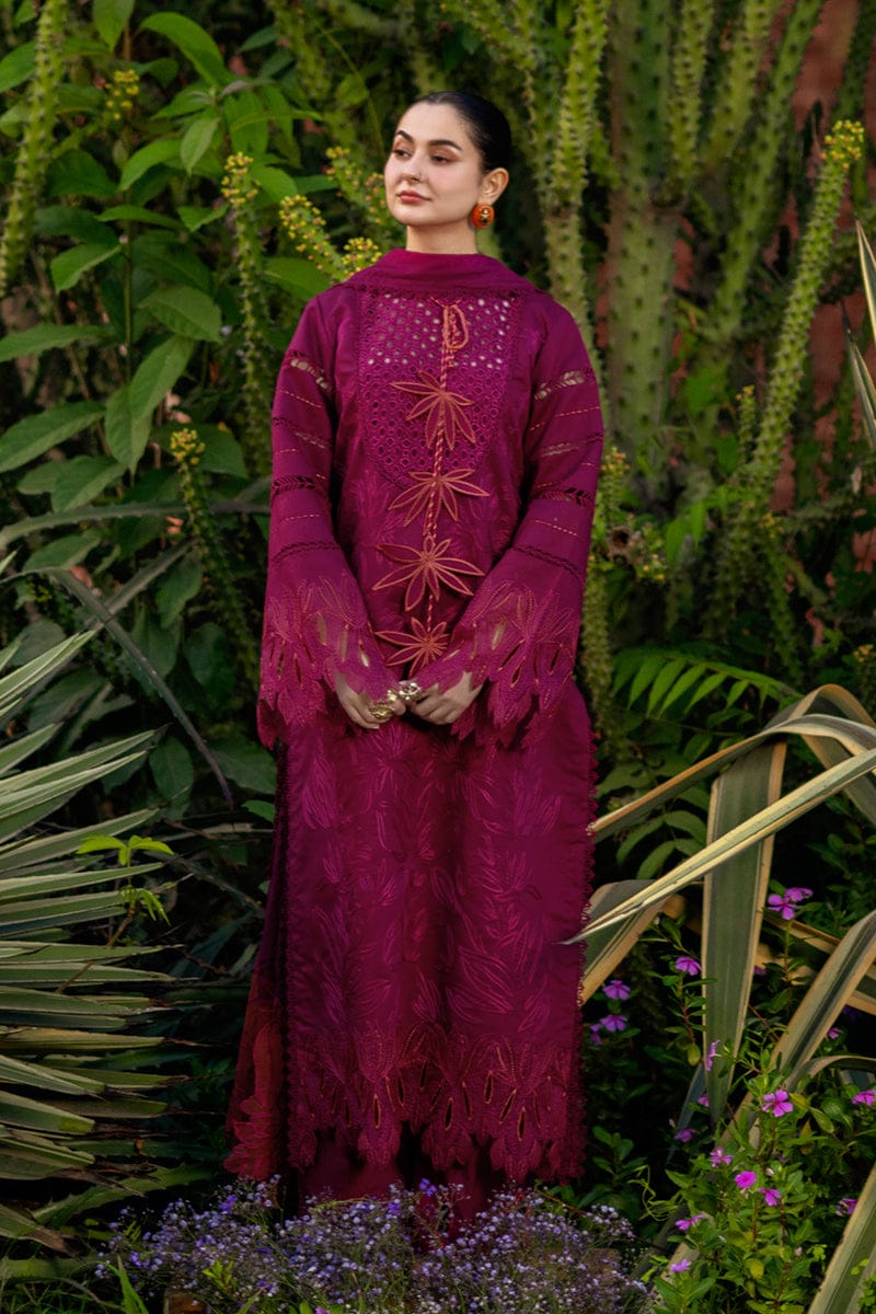 EL-RR2810 Lawn Unstitched Embroidered 3pc Suit With Lawn Fully Embroidered Dupatta