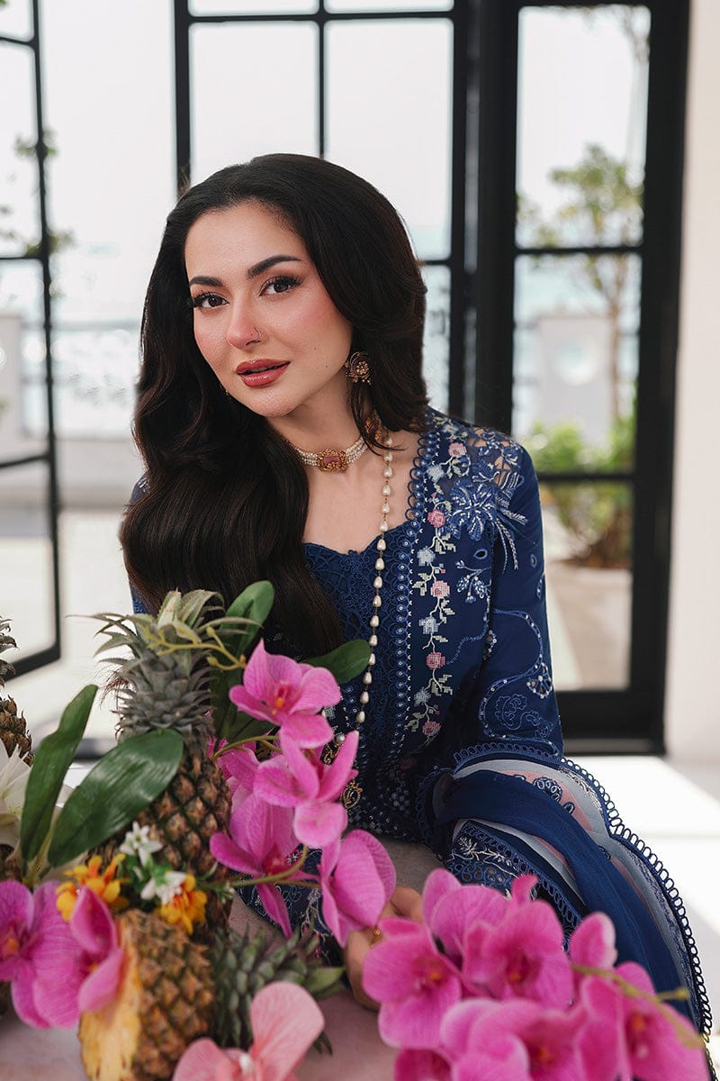 EL-QL2815 Lawn Unstitched Embroidered 3pc Suit With Fully Embroidered Chiffon Dupatta