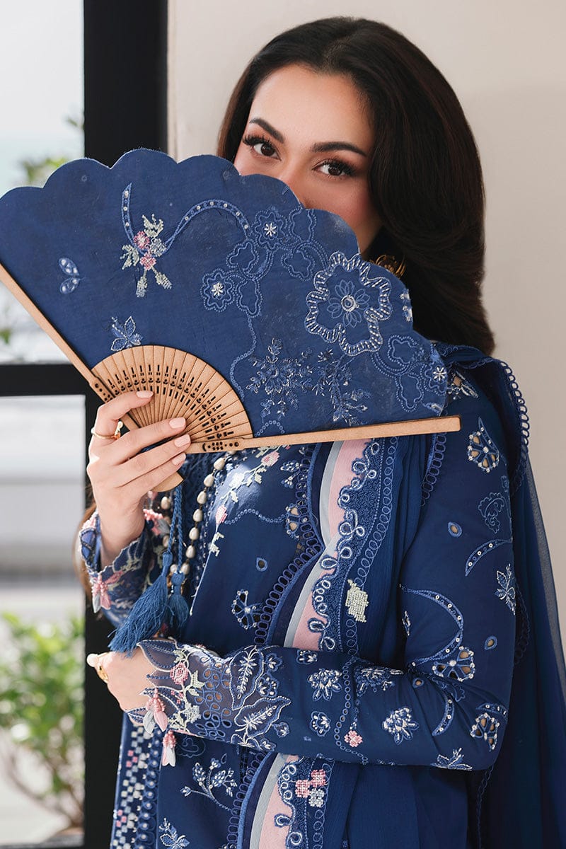 EL-QL2815 Lawn Unstitched Embroidered 3pc Suit With Fully Embroidered Chiffon Dupatta