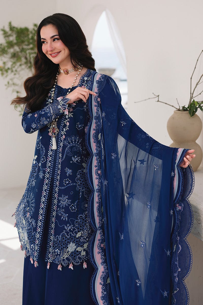 EL-QL2815 Lawn Unstitched Embroidered 3pc Suit With Fully Embroidered Chiffon Dupatta