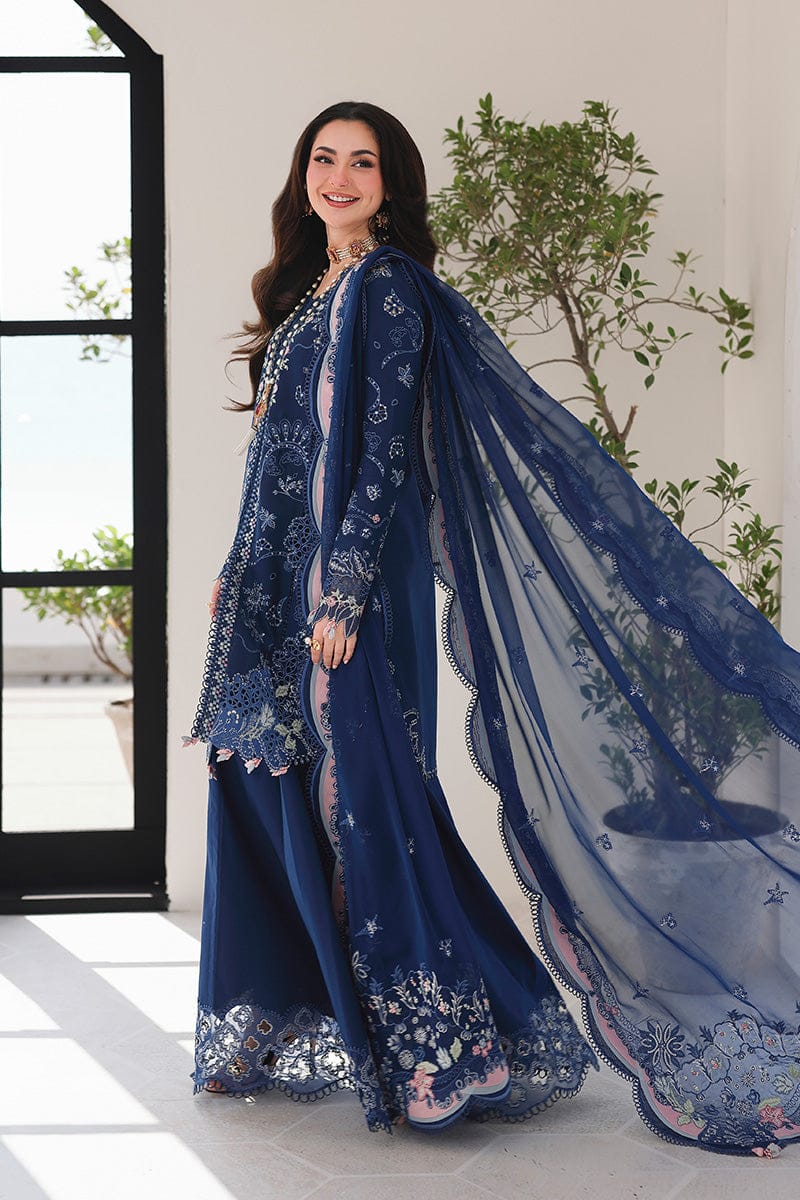 EL-QL2815 Lawn Unstitched Embroidered 3pc Suit With Fully Embroidered Chiffon Dupatta