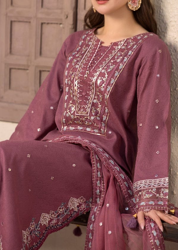 EL-2.0 Unstitched 3 Pc Heavy Embroidered Lawn Suit ( Four Sided Embroidered Chiffon Dupatta )