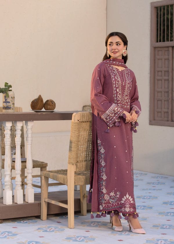 EL-2.0 Unstitched 3 Pc Heavy Embroidered Lawn Suit ( Four Sided Embroidered Chiffon Dupatta )