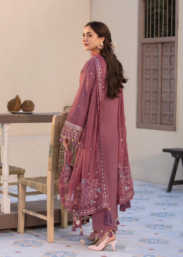 EL-2.0 Unstitched 3 Pc Heavy Embroidered Lawn Suit ( Four Sided Embroidered Chiffon Dupatta )
