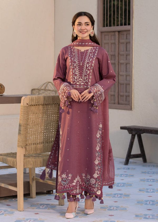 EL-2.0 Unstitched 3 Pc Heavy Embroidered Lawn Suit ( Four Sided Embroidered Chiffon Dupatta )