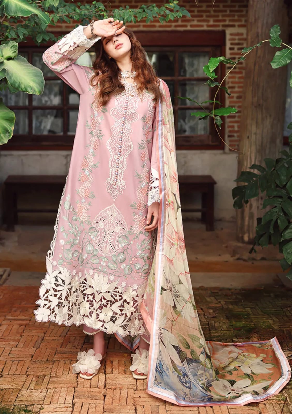 Highly Recommended Unstitched Fully Embroidered Lawn Suit With Embroidered Lawn Dupatta