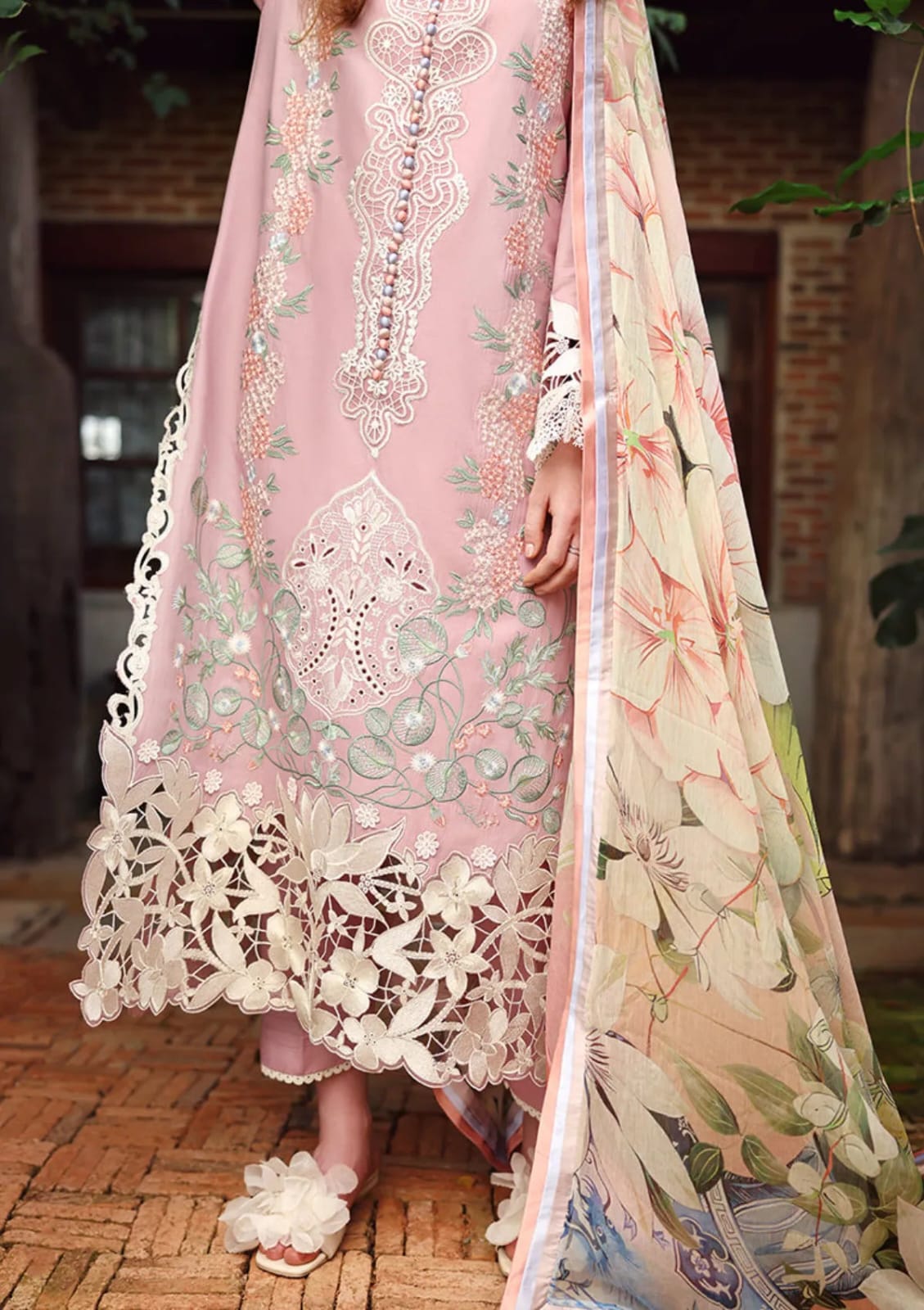 Highly Recommended Unstitched Fully Embroidered Lawn Suit With Embroidered Lawn Dupatta