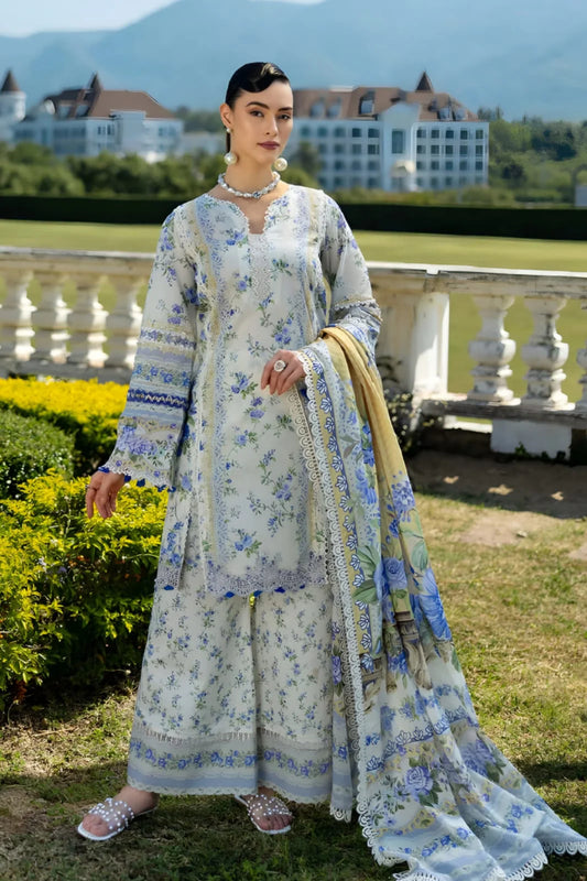 EL-MB485 Unstitched Digital Printed Lawn Suit 3pc With Digital Printed Lawn Dupatta