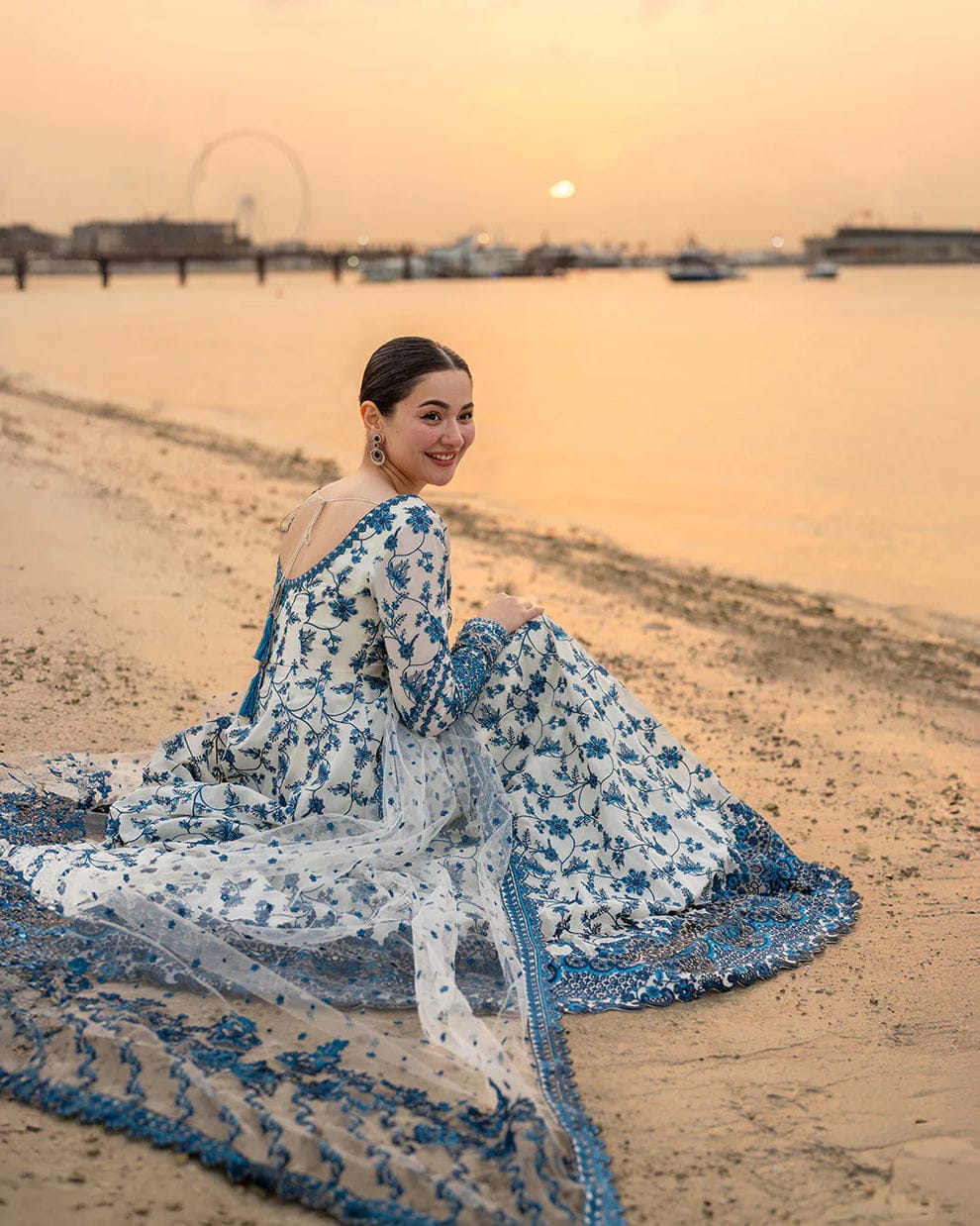 EL-ST Lawn Embroidered 3pc Suit With Organza Embroidered Dupatta