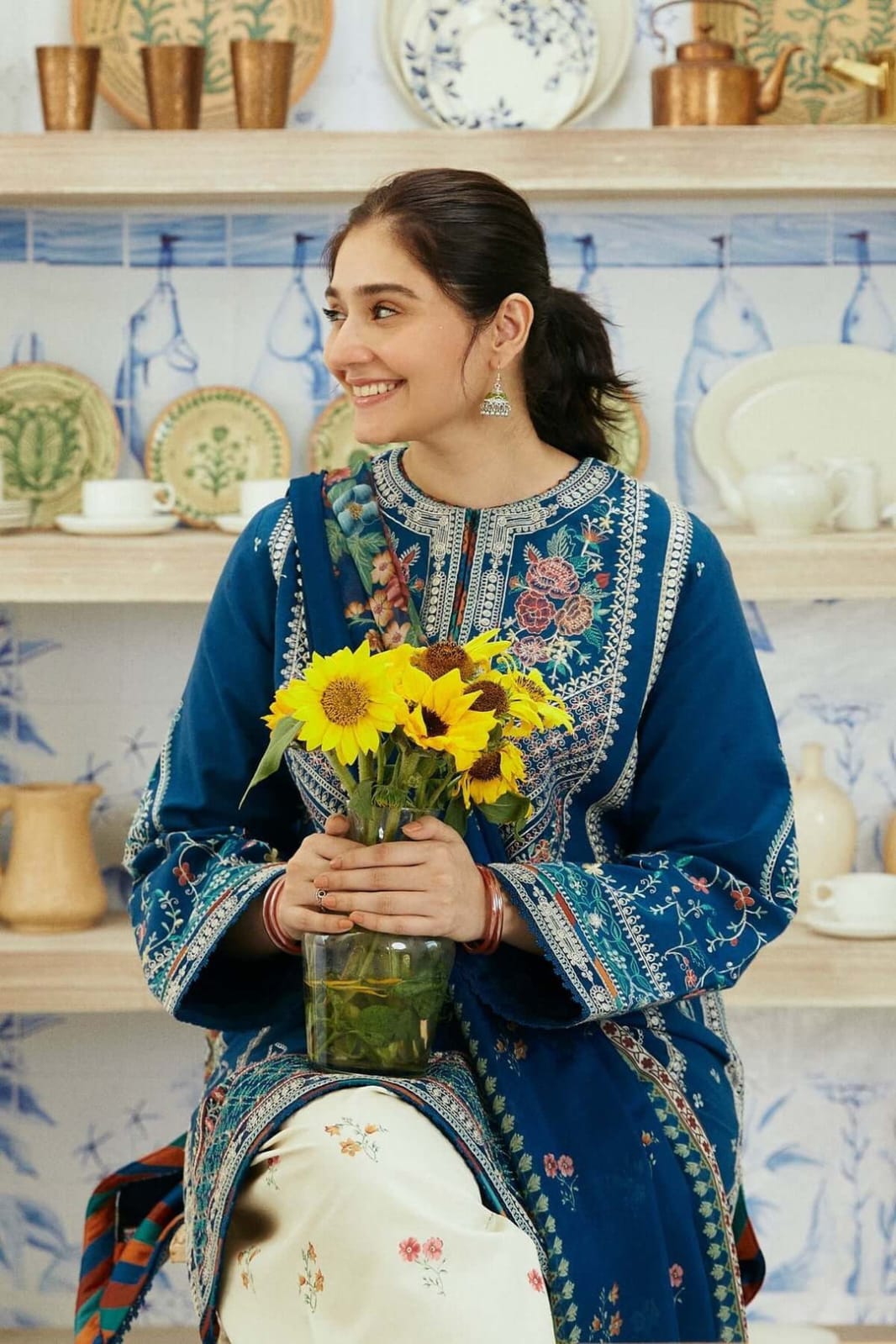 EL-ZS50 Unstitched Fully Embroided Lawn Suit With Cotton Lawn Digital Printed Dupatta - ELAFF