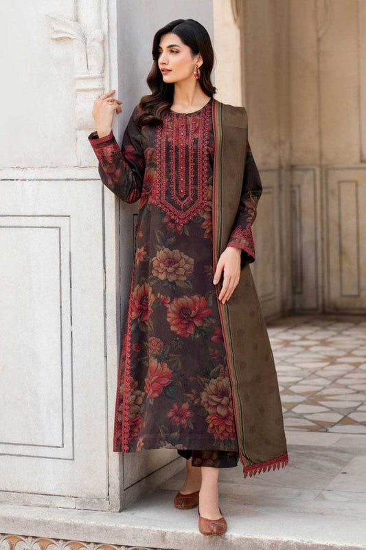 EL-BK192 Digital Printed Lawn Suit 3pc with Lawn Digital Printed Dupatta & Embroidered Patch - ELAFF