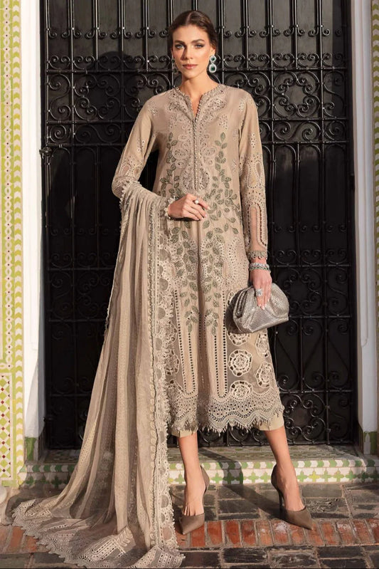 EL-MB2665 Lawn Unstitched Chiken Kari 3pc Suit With Organza Embroidered Dupatta
