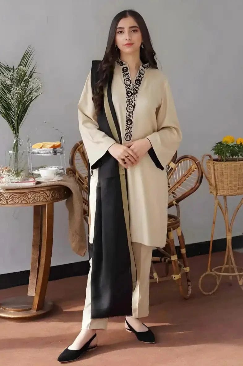 EL-AS05 Unstitched Fully Embroided Dhanak Suit With Dhanak Dupatta - ELAFF