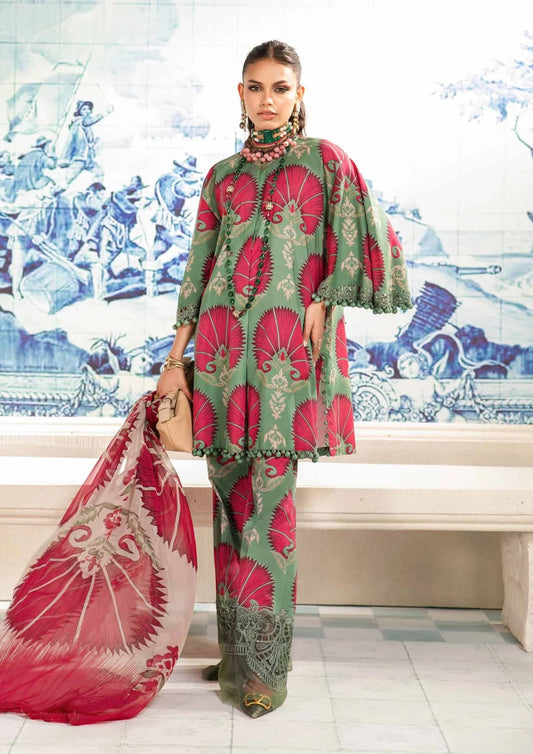 EL-MB444 Digital Printed Unstitched Lawn Suit 3pc With Lawn Digital Printed Dupatta