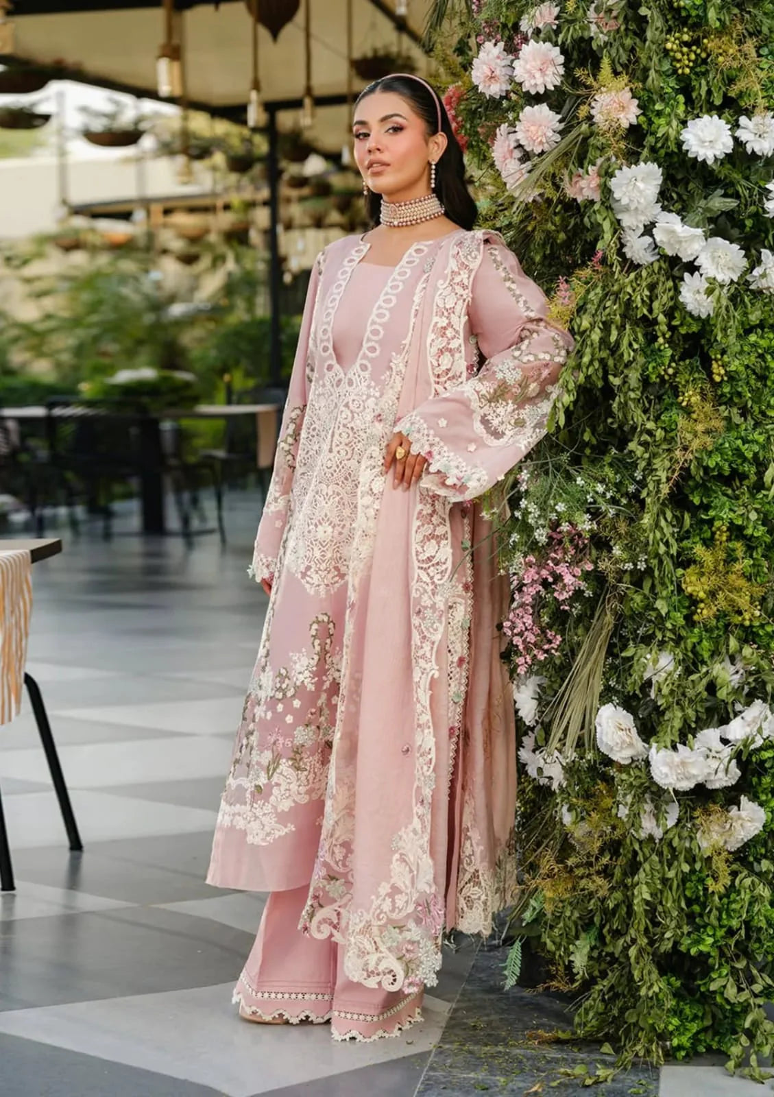 EL-EL2710 Lawn Unstitched Embroidered 3pc Suit With Cotton Net Embroidered Dupatta