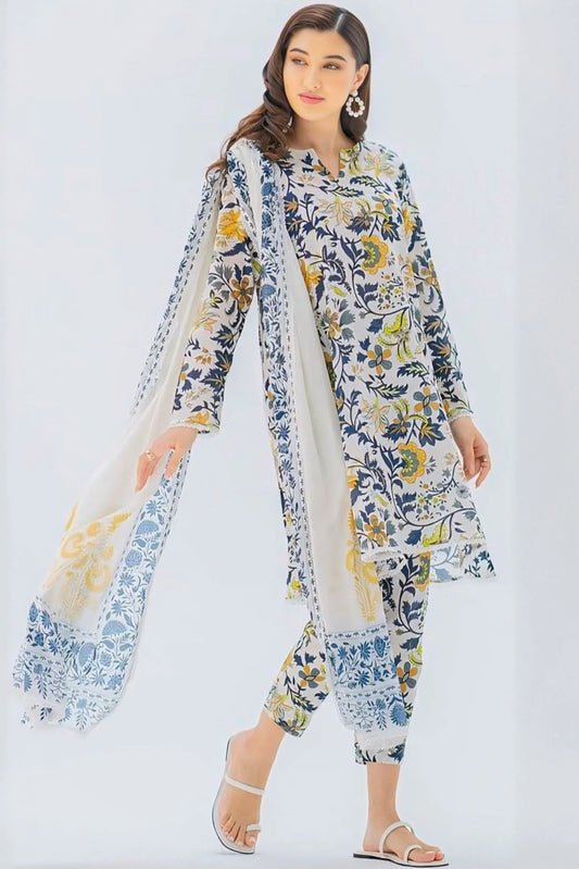 EL-D349 Digital Printed Lawn Suit 3pc With Lawn Digital Printed Dupatta