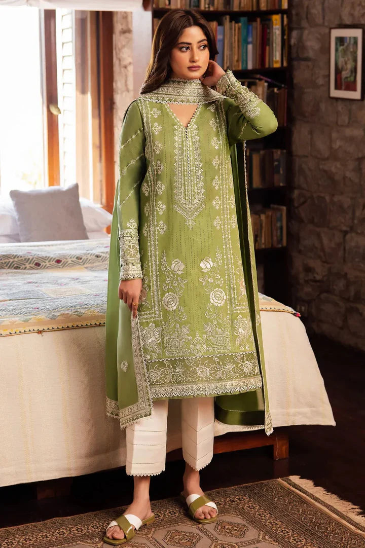 EL-2525 Unstitched Fully Embroided Lawn Suit With Lawn Embroidered Dupatta - ELAFF