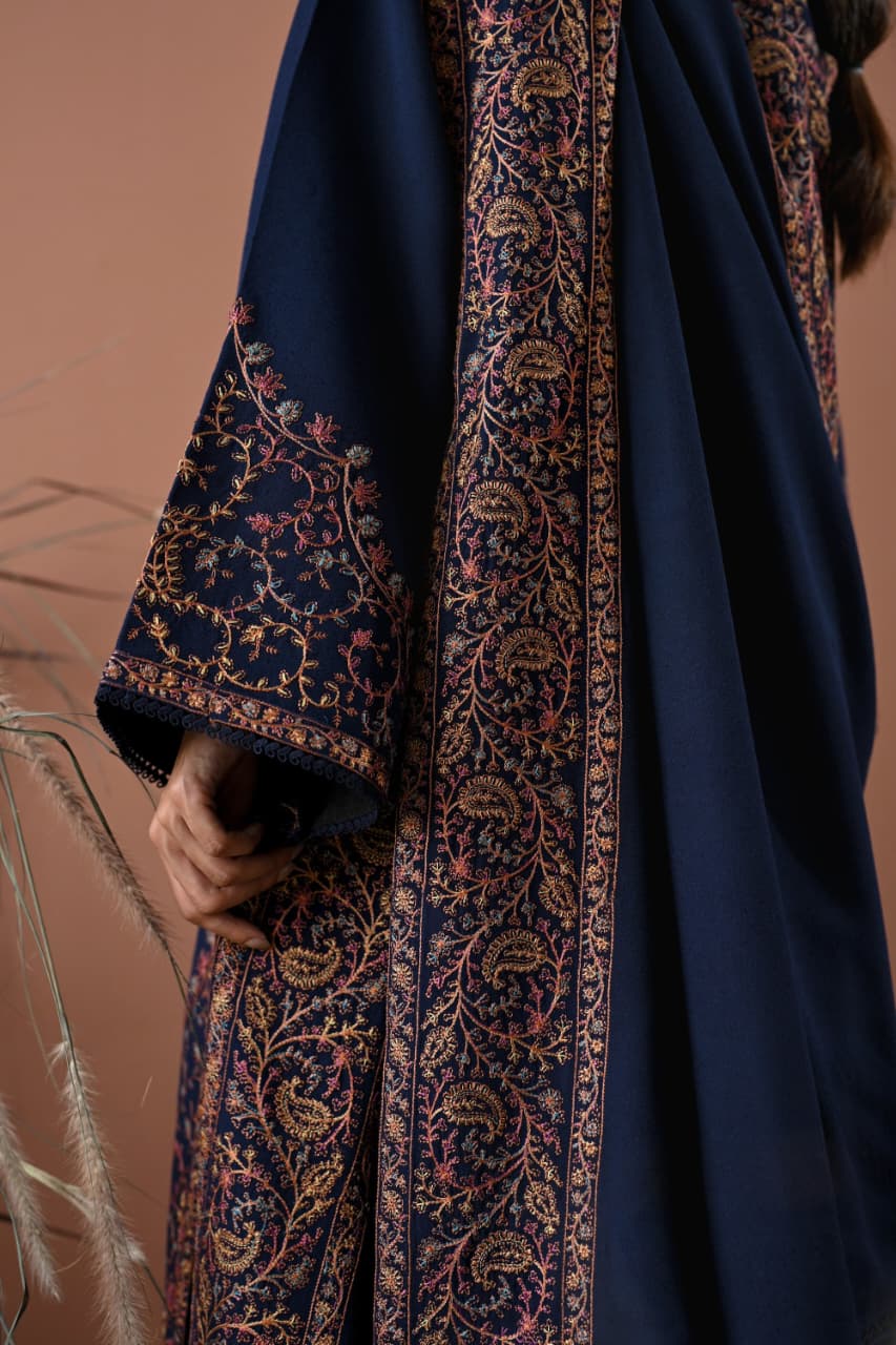 EL-BT2880(A) Unstitched Fully Embroidered Dhanak Suit With Embroidered Dhanak Shawl