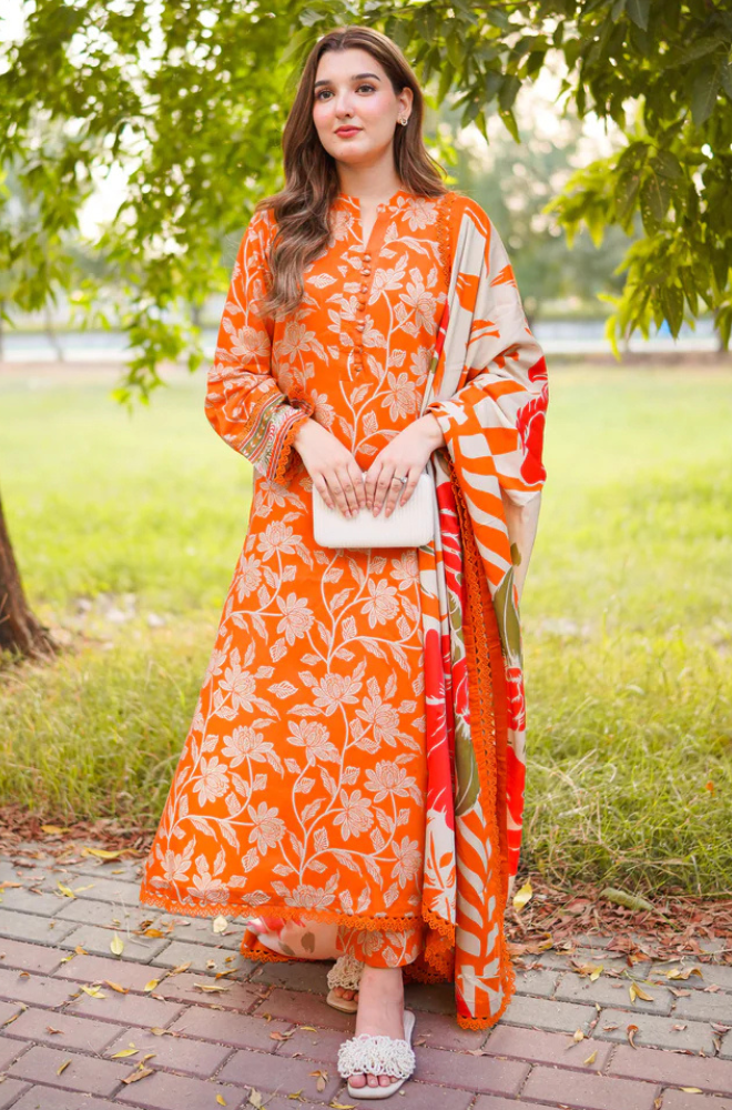 EL-AS657 Unstitched Printed Lawn 3pc Suit With Chiffon Printed Dupatta
